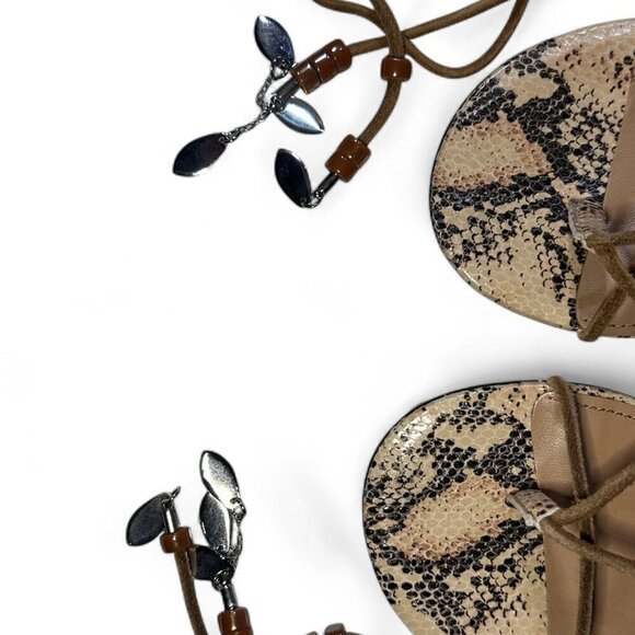 Isabel Marant Askee Snakeskin Embossed Leather Ankle Wrap Heels Sz EU 38 NEW - Picture 11 of 11